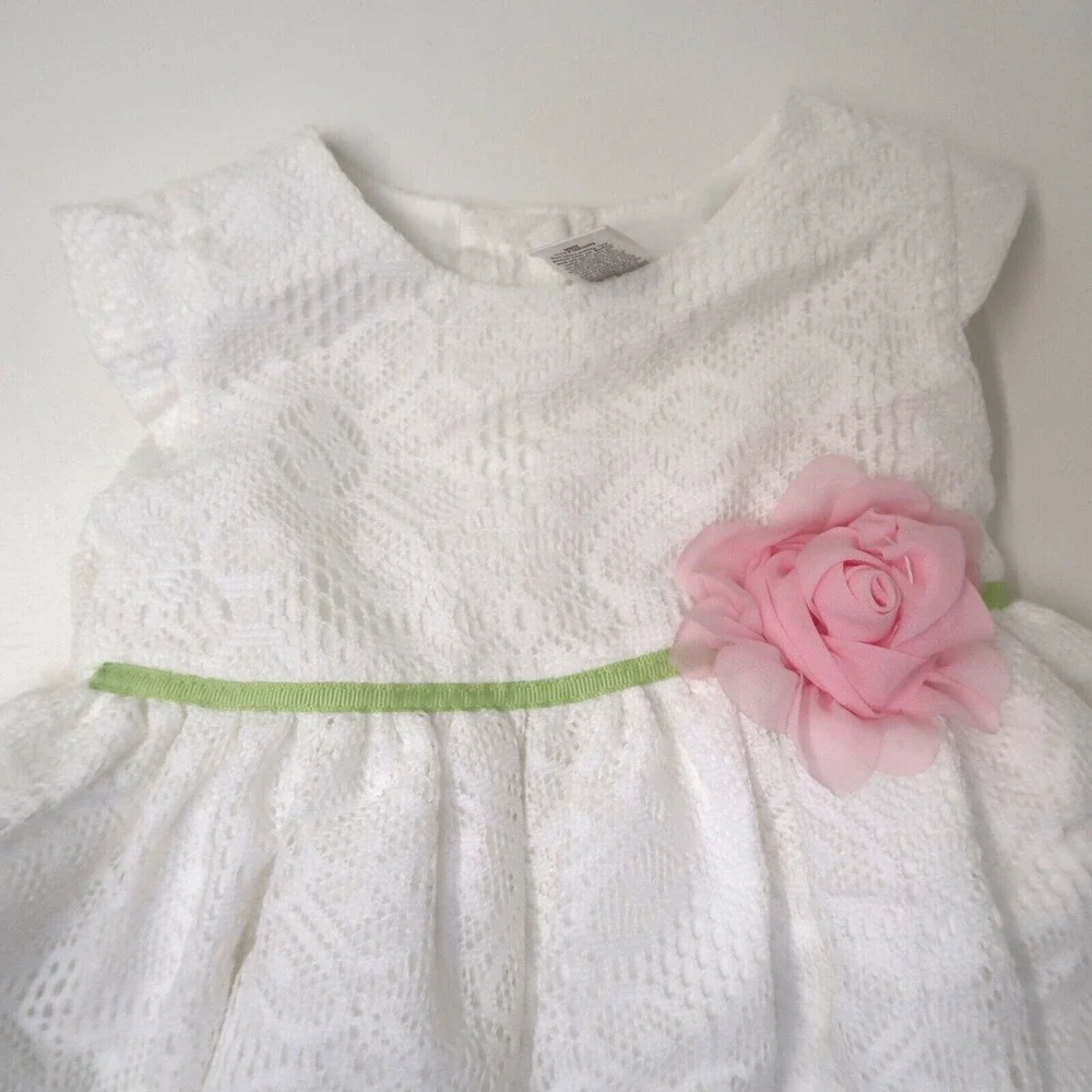 The Childrens Place Teal Turquoise & George White Lace Dress Size 18M